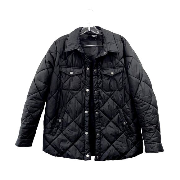 HFX Quilted Lightweight Coat Jacket Chest Patch Pockets Snap Front Size M - Picture 4 of 11